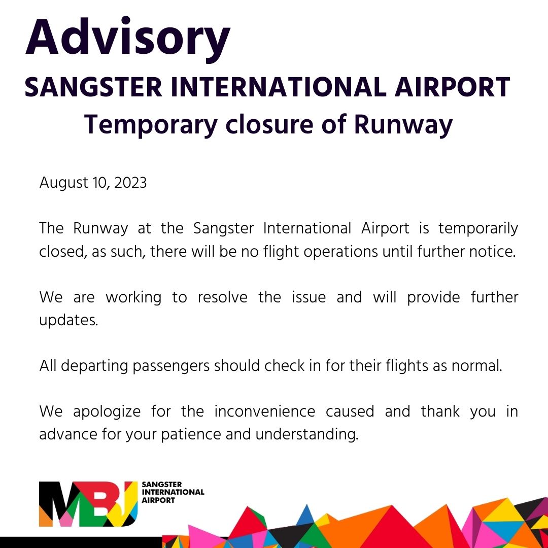 🚧 Attention all travellers! 🚧

We've hit a small bump on the runway at Sangster International Airport, but fear not, we're working around the clock to get things back on track ✈️✅

Thank you for your patience and understanding during this time. 🌟