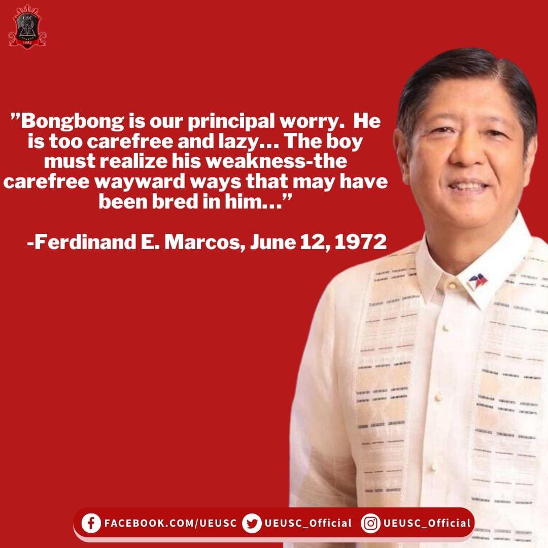 UEUSC_Official's tweet photo. Bongbong Tulog, Pinas Gising!

#NationalLazyDay
#USC2324
#ParasaMandirigma https://t.co/OSN8WJO1mZ
