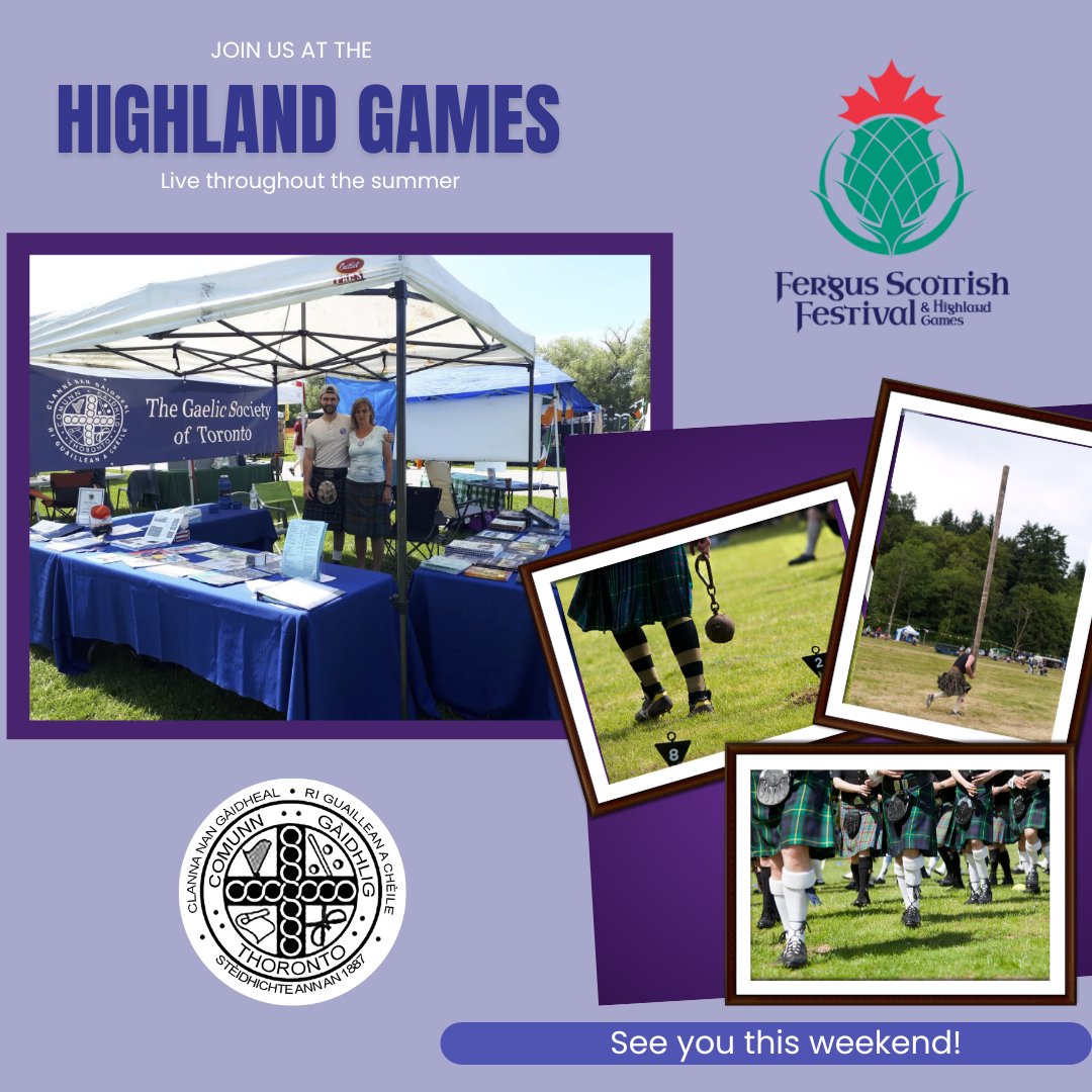 The Gaelic Society of Toronto is at the Fergus Scottish Festival (<a href="/FergusScotFest/">Fergus Scottish Fest</a>) this weekend! Come say halò and learn more about our organization and culture.

#HighlandGames #Fergus #Scotland