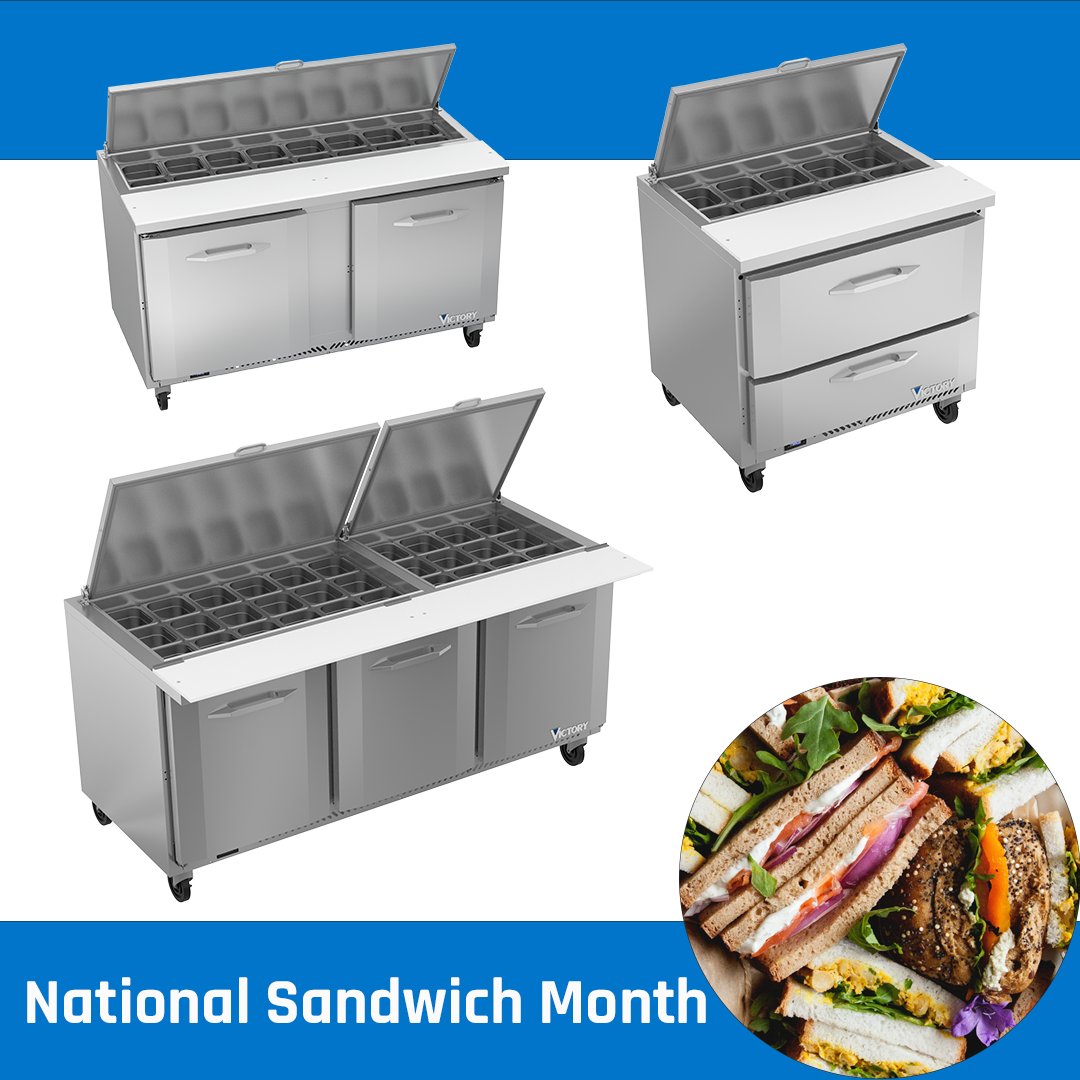 Victory_Ref_USA's tweet image. August is National Sandwich Month! Victory Refrigeration offers a line of sandwich prep tables with various pan configurations and lid options for all types of operation settings.

View available models ➡️ ow.ly/pxR250Pv5y0

#VictoryRefrigeration #aligroupfs
