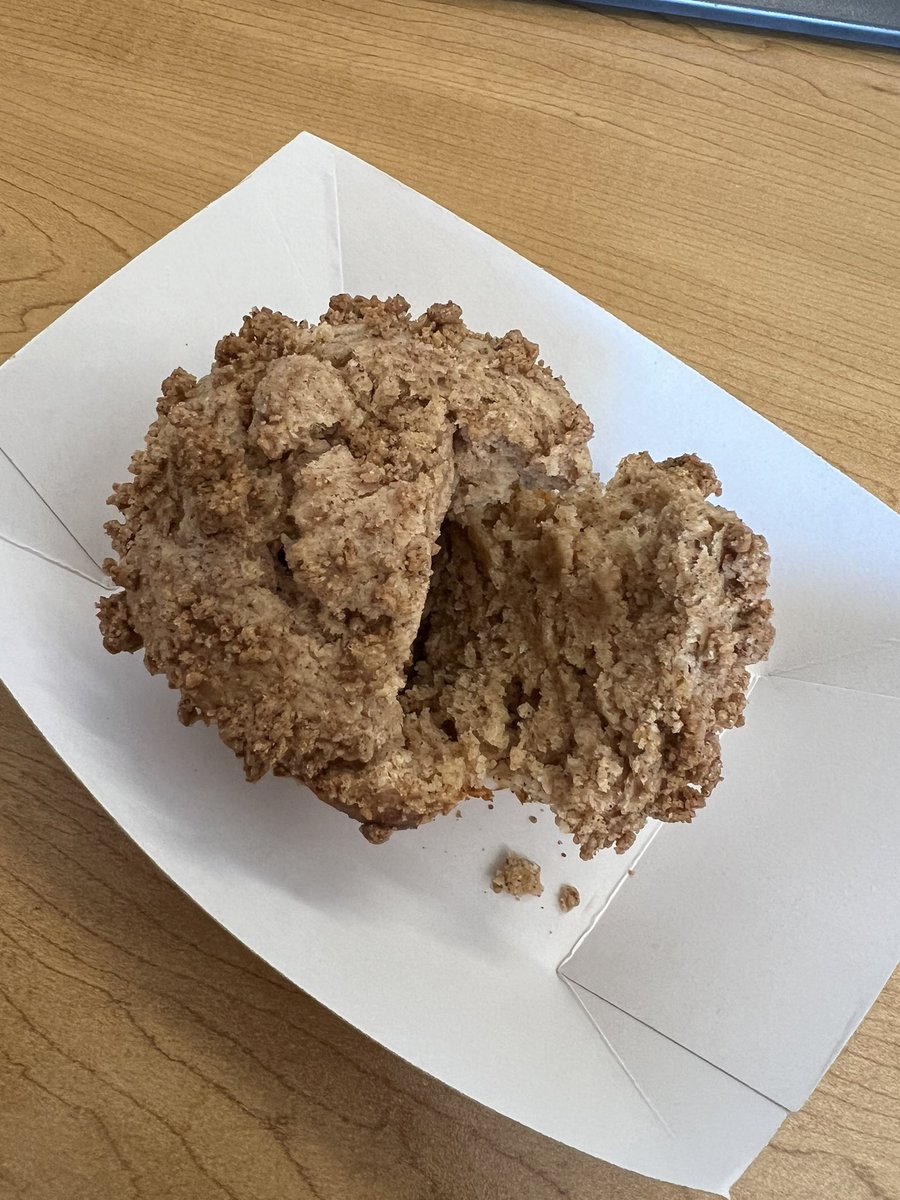 powerupmichelle's tweet image. Sampling a warm coffee cake muffin for our breakfast menu 😋 #perksofthejob #servingfoodandlovewithcare