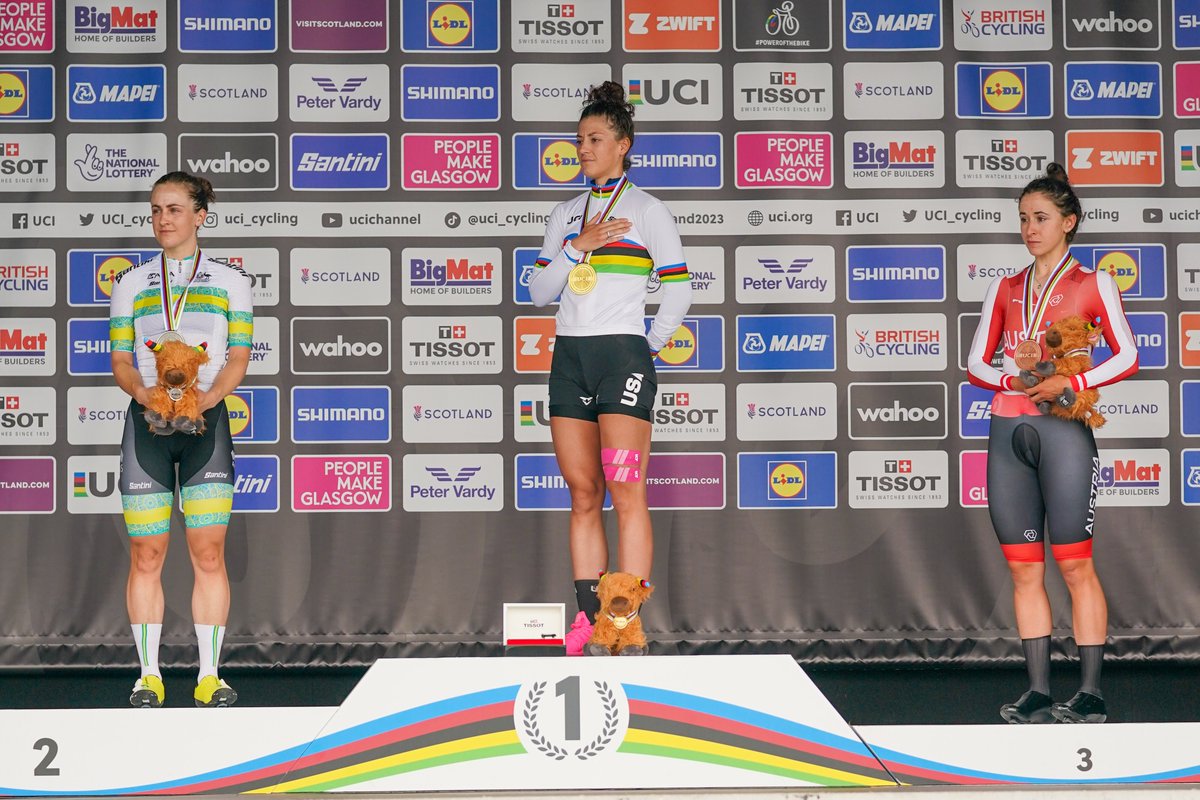 Women Elite ITT Podium 👇

🥇 Chloe Dygert 🇺🇸
🥈 Grace Brown 🇦🇺
🥉 Christina Schweinberger 🇦🇹

#GlasgowScotland2023