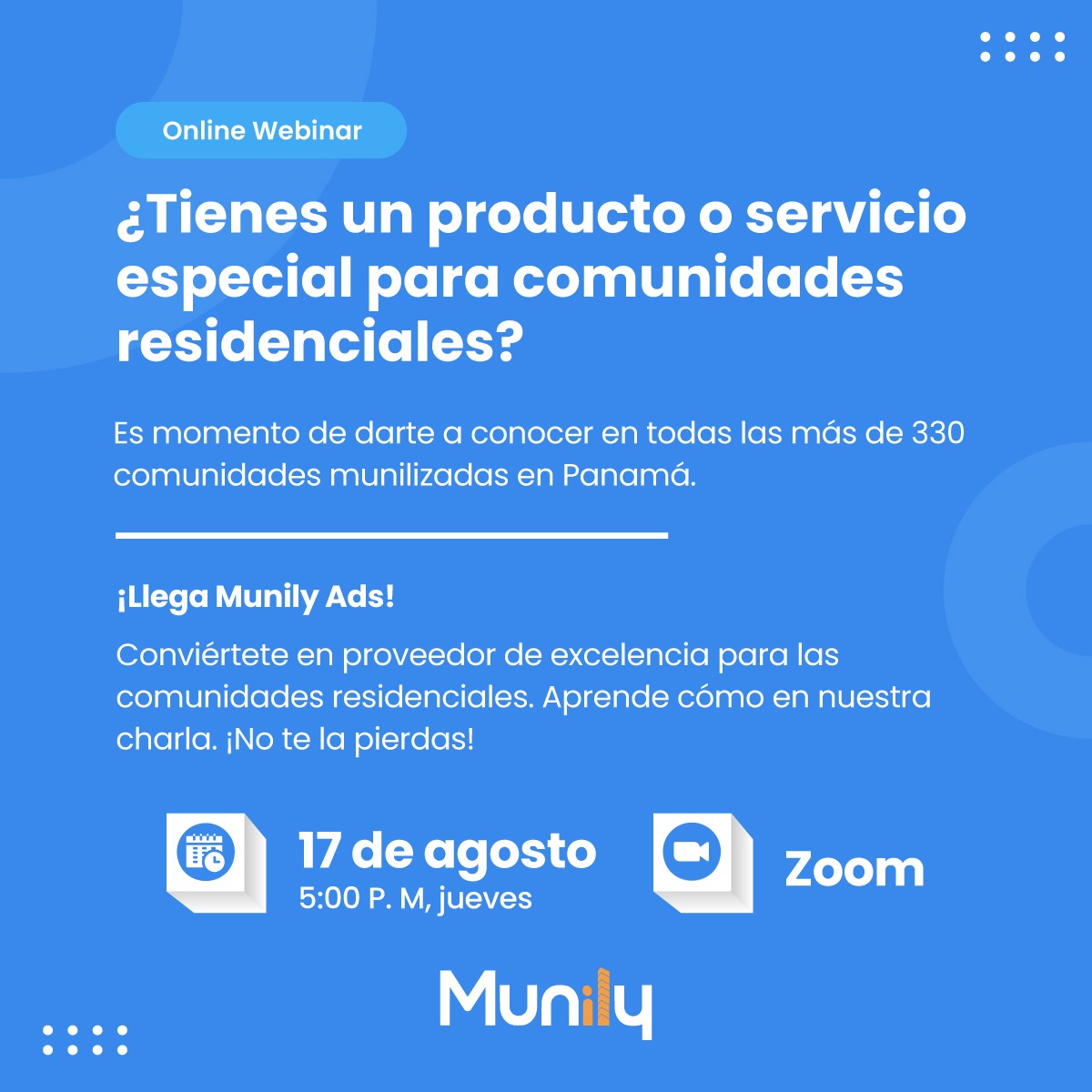 munily_app's tweet photo. ¡No te pierdas la oportunidad de llegar a más de 330 comunidades en Panamá! 🏡🏢 +60.000 residentes activos 🤯

Multiplica tus ventas siendo parte de la aplicación residencial más grande del país 🇵🇦

Inscríbete aquí:https://t.co/uLMulcngjV https://t.co/uYKsSJLRao