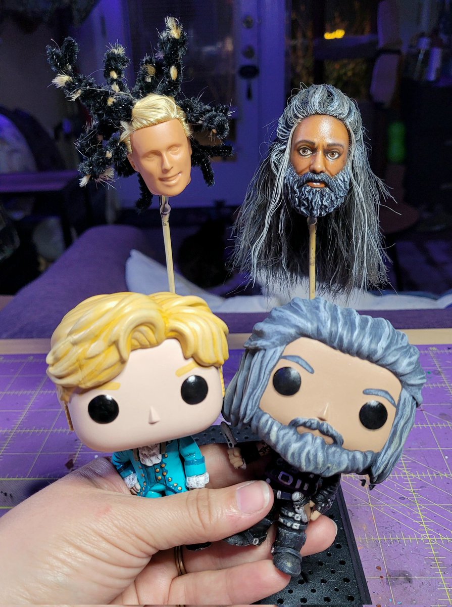 divinedelphiFX's tweet photo. Hey, look, those perfectly coiffed curls take effort, ok? Enjoy this photo of my attempt at giving Ken/Stede a perm. #ofmd #ourflagmeansdeath #ourflagmeansdeathfanart #kenough #kendoll #dollcustomizing #stedebonnet #edwardteach #wip https://t.co/4CGjNkLCL0