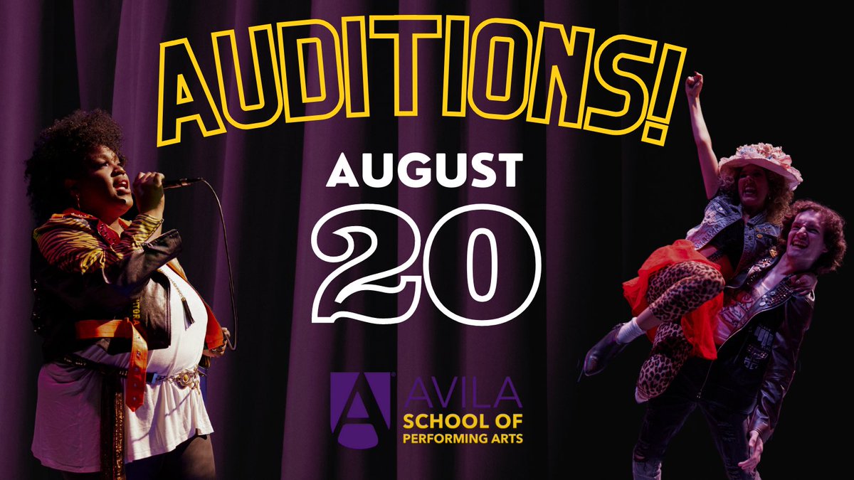 Auditions open to any Avila University student!

SUNDAY 8/20 
6:30pm-9pm in Goppert Theatre!

Prepare 1 comedic &amp; 1 dramatic monologue, not to exceed 3 minutes combined.

email Matt.Schwader@avila.edu for more info!

#auditions <a href="/AvilaUniversity/">AvilaUniversity</a> #theatre #college #kansascity