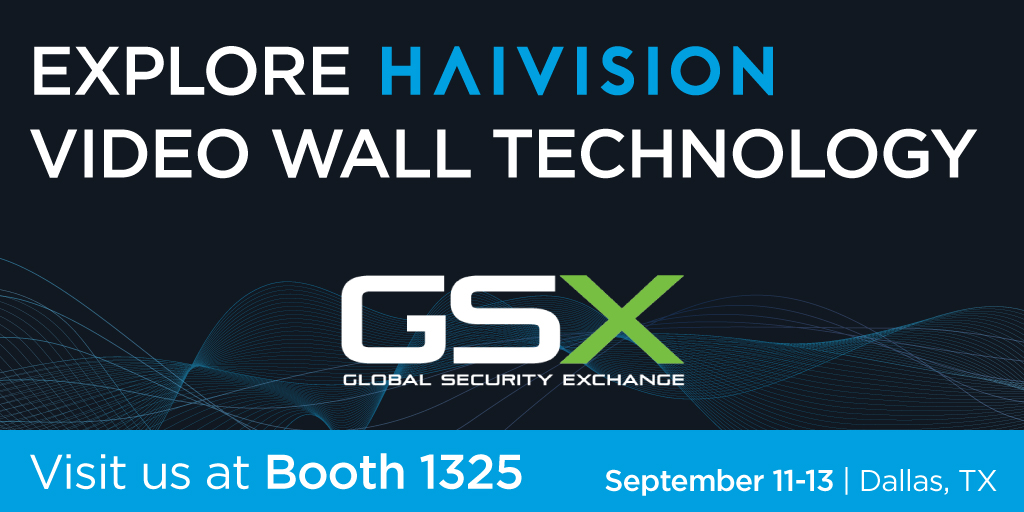 Haivision's tweet photo. Visit us at booth 1325 during #GSX2023 in Dallas from September 11-13 to learn about #HaivisionCommand360, the video wall software platform that enables real-time situational awareness for enterprise organizations. Click to book a meeting now: https://t.co/iMStJXwpQW https://t.co/dj1U3NQ1TC