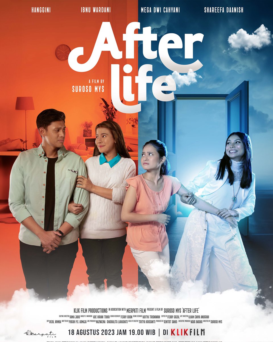Sebuah kisah tentang kesempatan kedua.

Hanggini, Ibnu Wardani, Mega Dwi Cahyani &amp; Shareefa Danish dalam
AFTERLIFE, tayang 18 Agustus di <a href="/KlikFilm/">KlikFilm</a>.