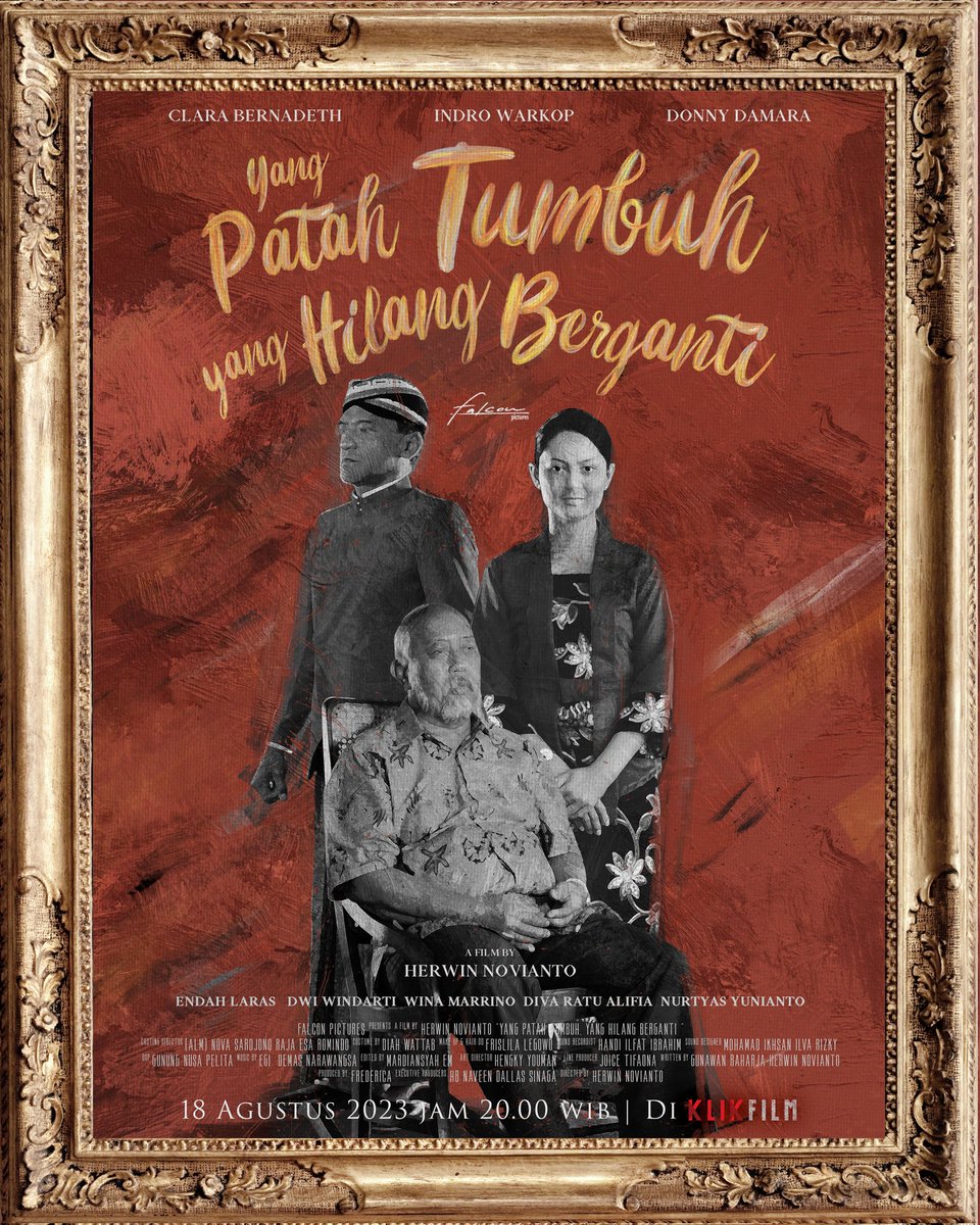 Closing film WCW 2022 yang dibintangi trio Clara Bernadeth, Indro Warkop dan Donny Damara.

YANG PATAH TUMBUH, YANG HILANG BERGANTI, mulai tayang di <a href="/KlikFilm/">KlikFilm</a> tanggal 18 Agustus jam 20.00.