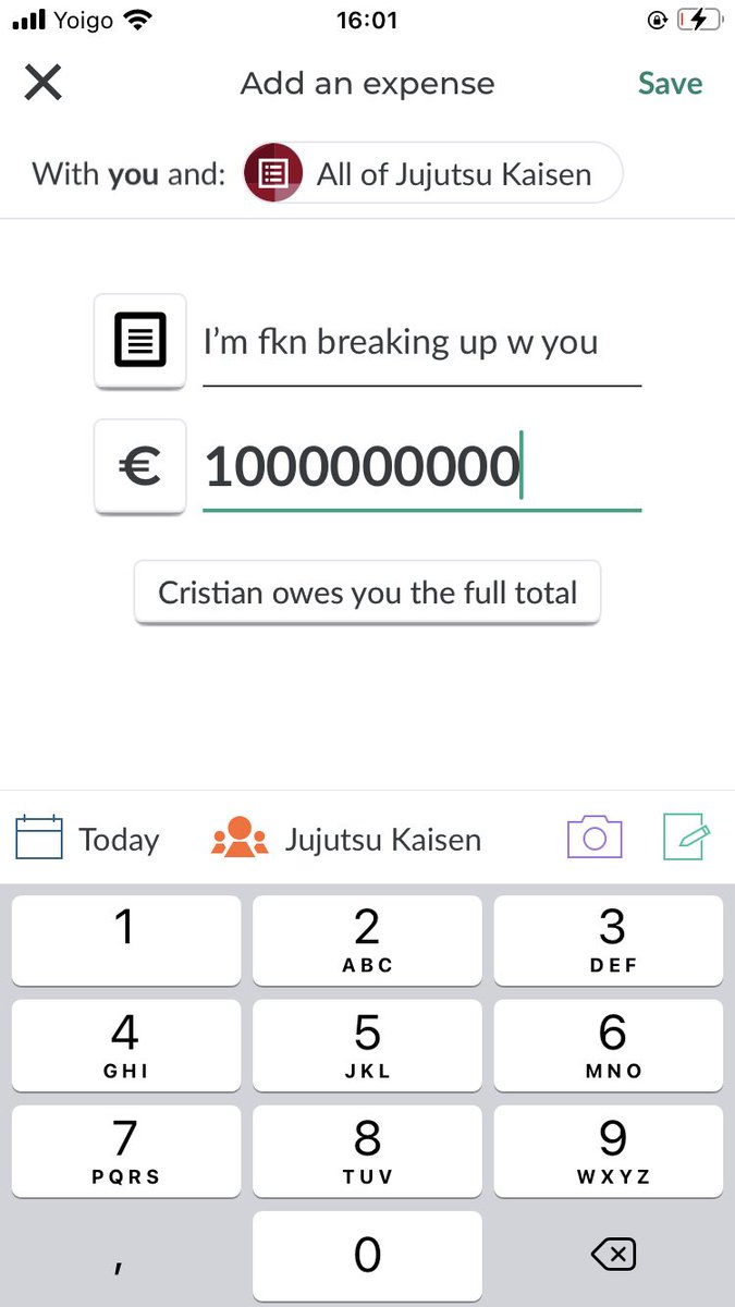 mewwan's tweet photo. my boyfriend made us a splitwise group HAHA bye https://t.co/7x8kitKhik