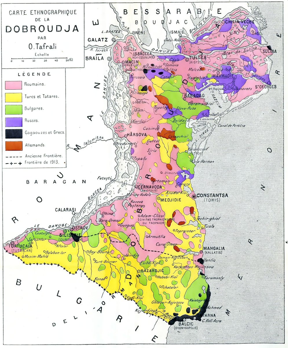 EdmapsCom's tweet photo. East-Central #Europe: Ethnographic #map of #Dobrudja (O. Tafrali, #Paris, 1918); #carte #ethnographique #Dobrogea #Dobruja #Dobroudja #Balkan #history #Romanians #Russians #Bulgarians #Turks #Tatars #Germans #Greeks #Romania #Bulgaria #Greece #Turkey #Russia https://t.co/bL0AyOz1lL