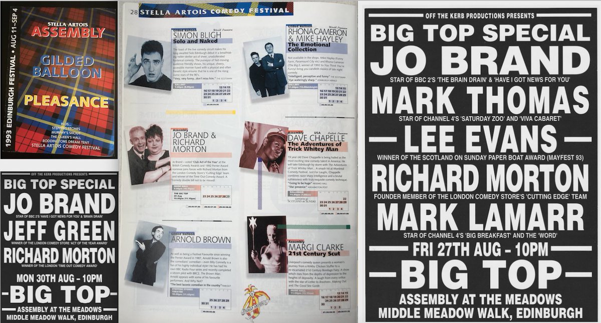 #TBT '93 #edinburghfringe .. 30 yrs ago! Thanks to the fab #JoBrand for asking me to support her at the Music Hall in #TheAssemblyRooms - plus 2 outdoor marquee shows - as it meant we were playing to packed audiences in big rooms due to Jo being such a hot ticket! #90s #Comedy