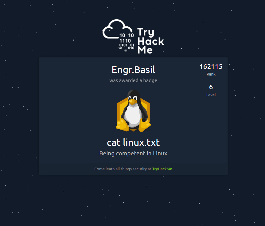 EngBasil's tweet photo. It's all about Red Teaming with @VTFoundation. Learning never stops. This week, I learned the fundamentals of Linux and Windows, and how useful they are in our daily work, as far as cybersecurity is concerned. 

#vtf #redteaming #tryhackme #cybersecurity #offensivesecurity https://t.co/BVmrLhp3h1