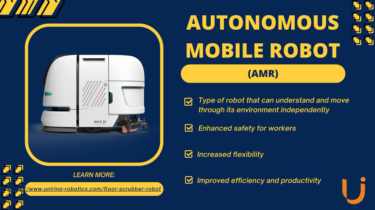 #AMRs use sophisticated #sensors, #artificial_intelligence, #machine_learning, and computing for path planning to interpret and #navigate their environment, untethered from wired power. 

Check this technology on our #floor_scrubber robot: uniring-robotics.com 

#UniRing