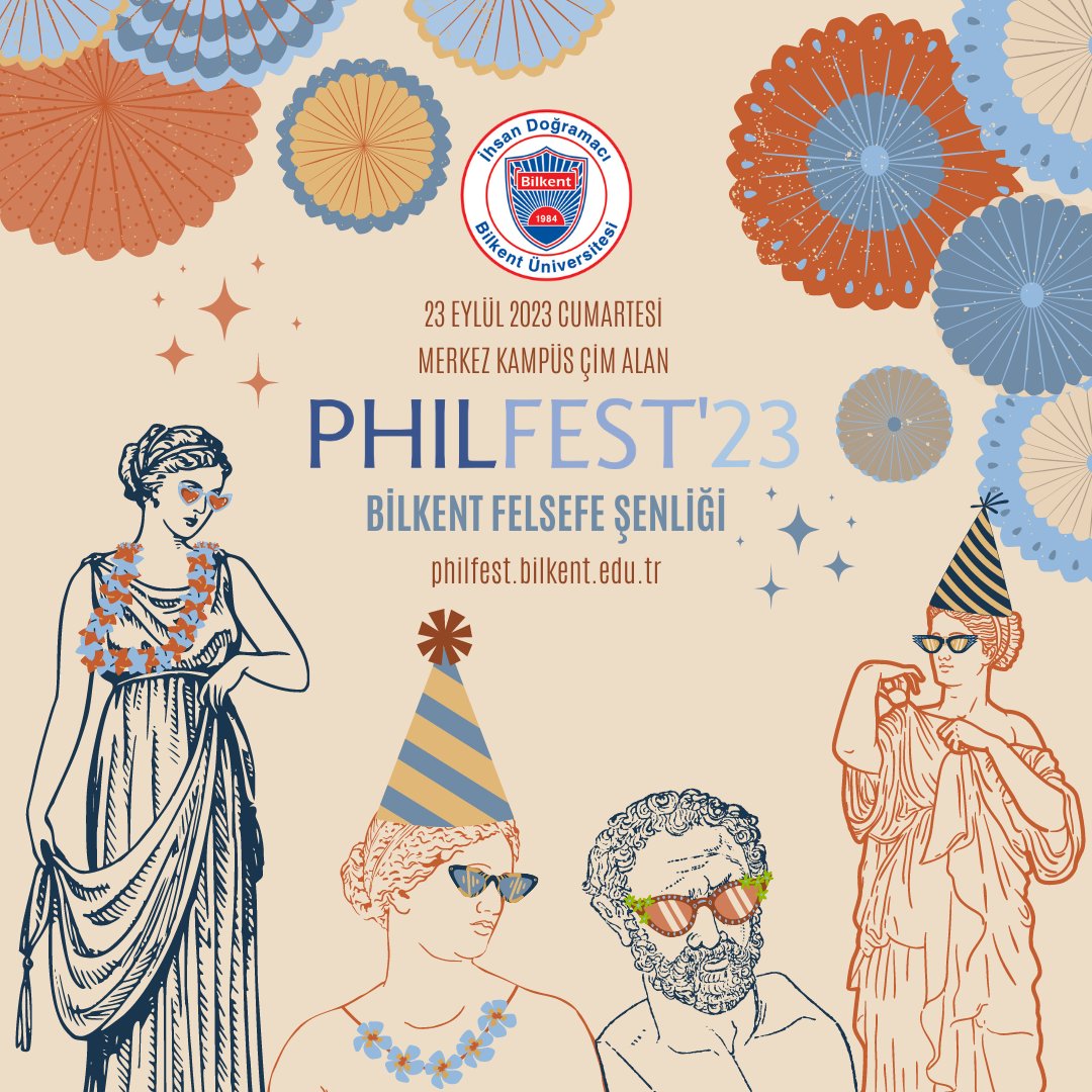 tfnkymz's tweet photo. 23 Eylül Cumartesi: PhilFest'23 Bilkent Felsefe Şenliği!
Katılım ücretsiz, kayıtlar 1 Eylül'de.
Söyleşi ve sunumlar, dernek topluluk standları, indirimli kitap satışı, sergi alanı, ödüllü yarışmalar, film gösterimi...

Bilgi: https://t.co/XIekRYwtZo 

#bilkentphilfest #philfest23 https://t.co/eylfRdHRRn