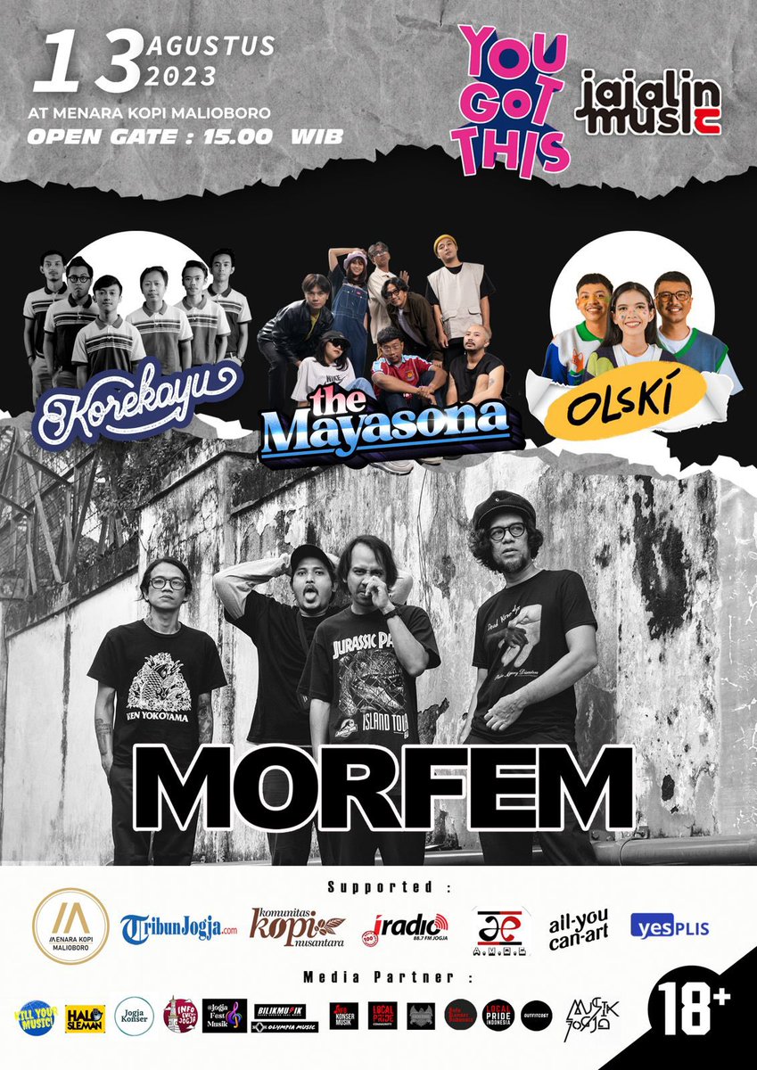 allyoucanart's tweet image. Hey dabs!

Sampai jumpa ya di You Got This persembahan dari Jajalin Music

Minggu, 13 Agustus 2023
Di Menara Kopi, Jogja

Kita berbahagia bersama:
@morfem_band 
@olskitty 
@TheMayasona 
@Korekayu_ 

Info tiket &amp;amp; selengkapnya cek di Jajalin Music on IG

Gas dabs!

#allyoucanart