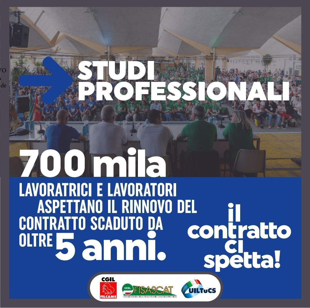 uiltucs's tweet photo. È scaduto da 5 anni il Ccnl #StudiProfessionali che riguarda +700mila lavoratrici e lavoratori. I loro salari non sono più adeguati ai costi della vita: dobbiamo arrivare al rinnovo. È più urgente e necessario che mai!  Sostieni la nostra campagna unitaria!
#IlContrattoCiSpetta https://t.co/KB14khPgmL