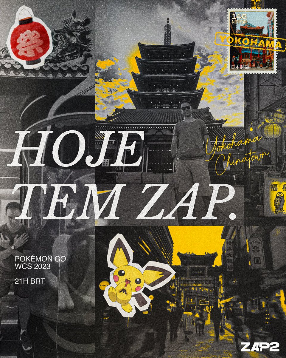 zap2esports's tweet photo. HOJE TEM ZAP NO MUNDIAL DE YOKOHAMA 🇯🇵
O mundial de Pokémon GO começa hoje às 21h e nosso craque @LNDsRargef está preparado para começar sua trajetória em busca do Mundial de Pokémon GO para nosso ninho!
📺-> https://t.co/SohH0bjTVR
#WeAreZAP⚡️#PokemonWorlds https://t.co/mkSLnZObp2