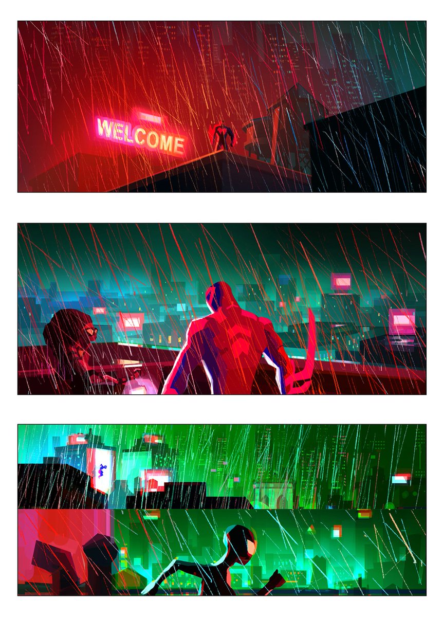 More color and lighting I did for spidervers~ #AcrossTheSpiderVerse #SpiderVerse