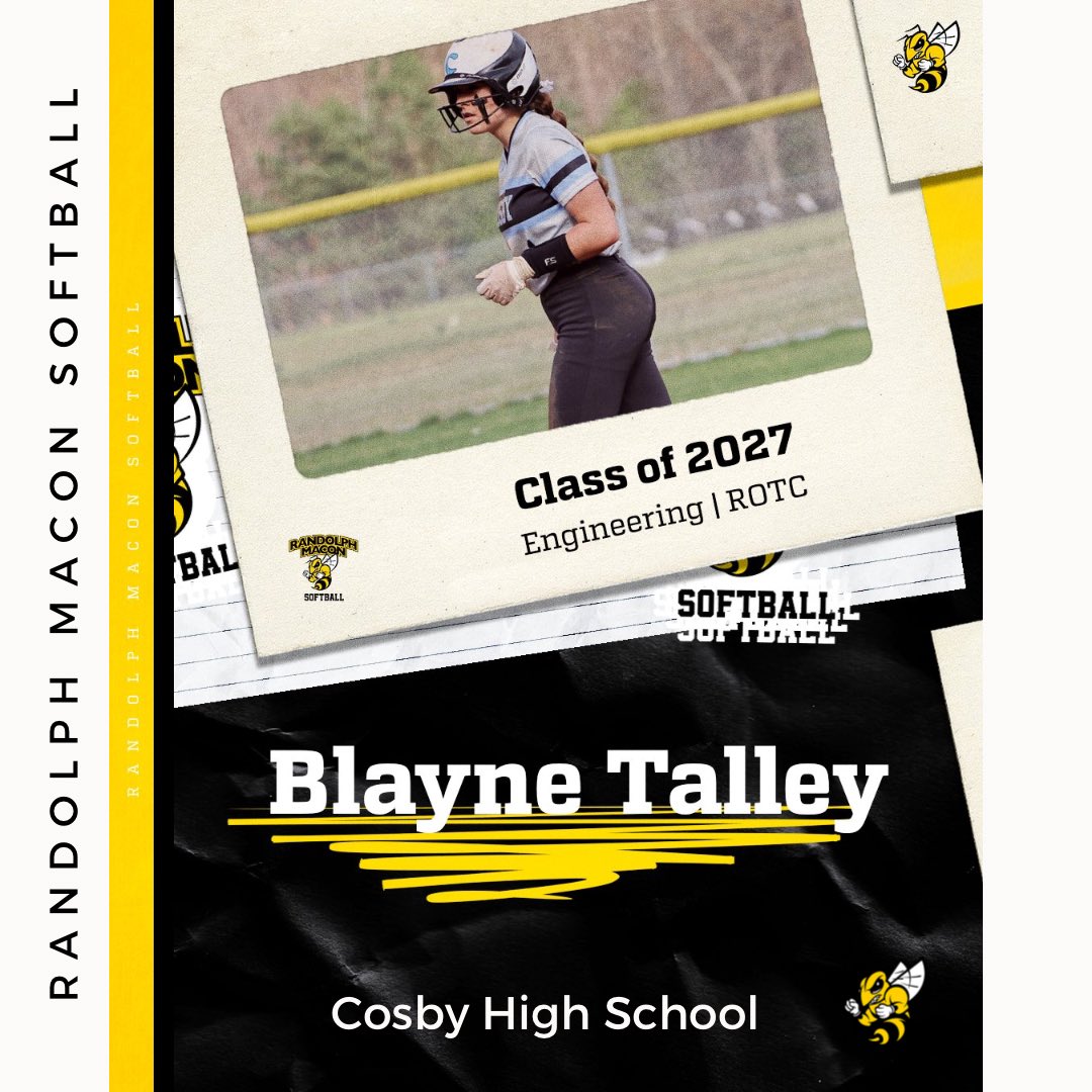 ✨𝑩𝒍𝒂𝒚𝒏𝒆 𝑻𝒂𝒍𝒍𝒆𝒚

Blayne is an utility player from Cosby High school where she earned 1st Team All-State and 1st Team All-Region! She wants to major in Engineering and ROTC and chose RMC because of the competitive academics and athletics! Welcome, Blayne! 🐝