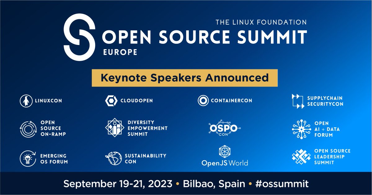 Drumroll! 🥁 The #OSSummit Europe keynote speakers are HERE! Get ready to be motivated, educated + uplifted by these trailblazing #OpenSource innovators + industry leaders who will share their invaluable insights: hubs.la/Q01-Kkqs0. Register + SAVE: hubs.la/Q01-K4R80