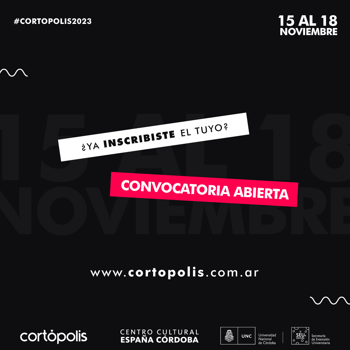 cortopolis's tweet photo. ¡No te duermas! El 24/08 cerramos la convocatoria 😱

Queremos que formes parte de la ciudad de los cortos, inscribí el tuyo en
https://t.co/JC9mu3IidR ✍

Y agendá del 15 al 18 de noviembre para vivir 4 días de puro cine 🎉

Formá parte, vení, ¡sumate!🍿

#Cortopolis #Festival https://t.co/MiGXUb0qIH