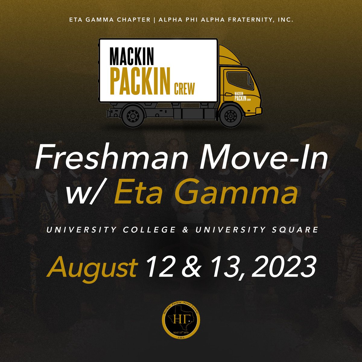 The Mackin’ Packin’ Crew will be at Freshman Move-In this upcoming Saturday &amp; Sunday! 📦 Catch your PHavorite Alpha for help moving in! 🤙🏽 

#PVAlphas #MPNL #PV27