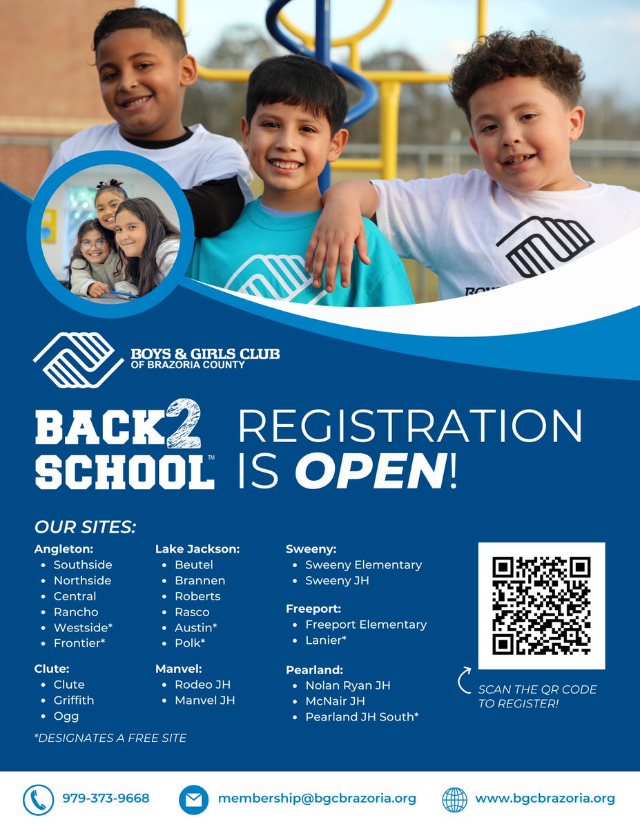 bgcbrazoria's tweet photo. Fall registration is still open! Everyone who registers and pays by Aug. 15 will be entered into a drawing to win 4 tickets to attend the Texans vs. Dolphins game on Aug. 19! 🏈 The drawing will take place on Aug. 16 at 3 p.m. #bgcbrazoria #weloveBGC #greatfuturesstarthere https://t.co/aNthVAcahu