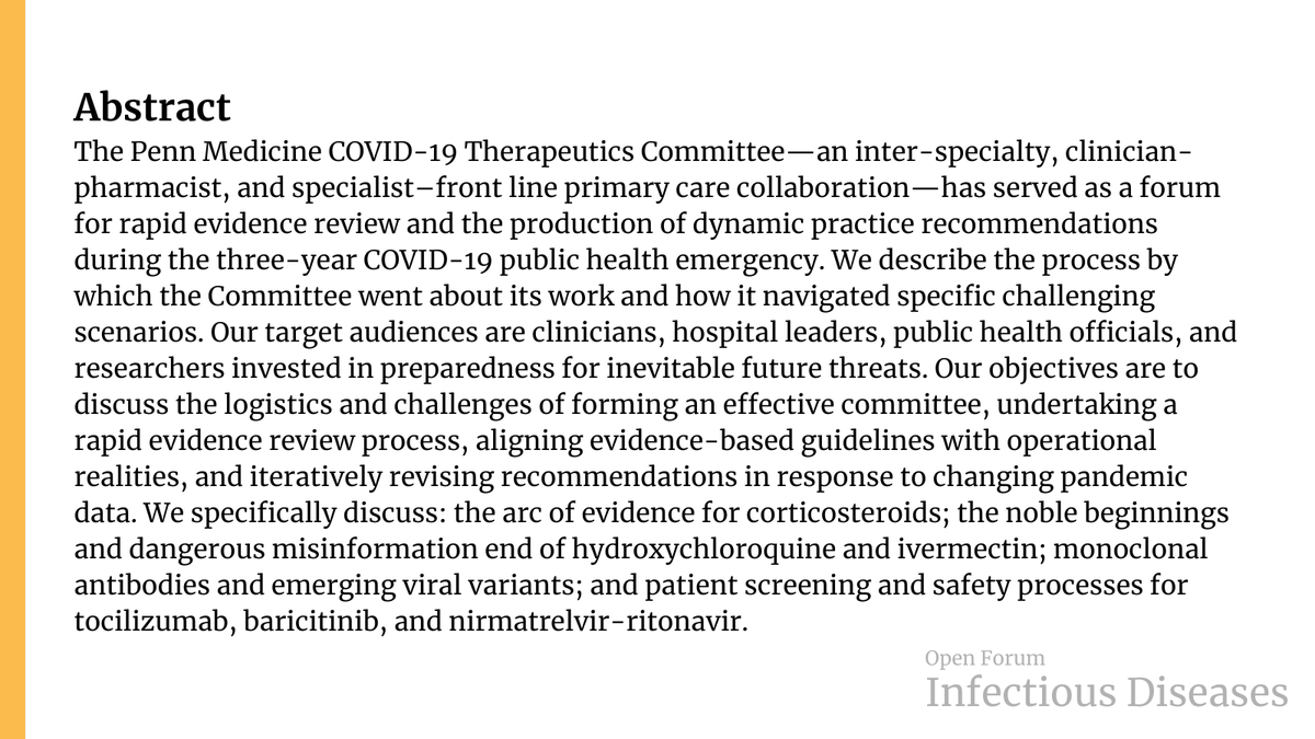 The Penn Medicine COVID-19 Therapeutics Committee—Reflections on a model for rapid evidence review and dynamic practice recommendations during a public health emergency

✅ Just Accepted
🔓 Open Access
🔗 bit.ly/3KAzP06