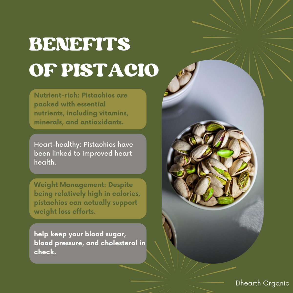 Dhearthorgranic's tweet photo. Pistachios are not only delicious but also provide numerous health benefits.

#dryfruits #grains #pistacio #benefits https://t.co/BH038lWT4j