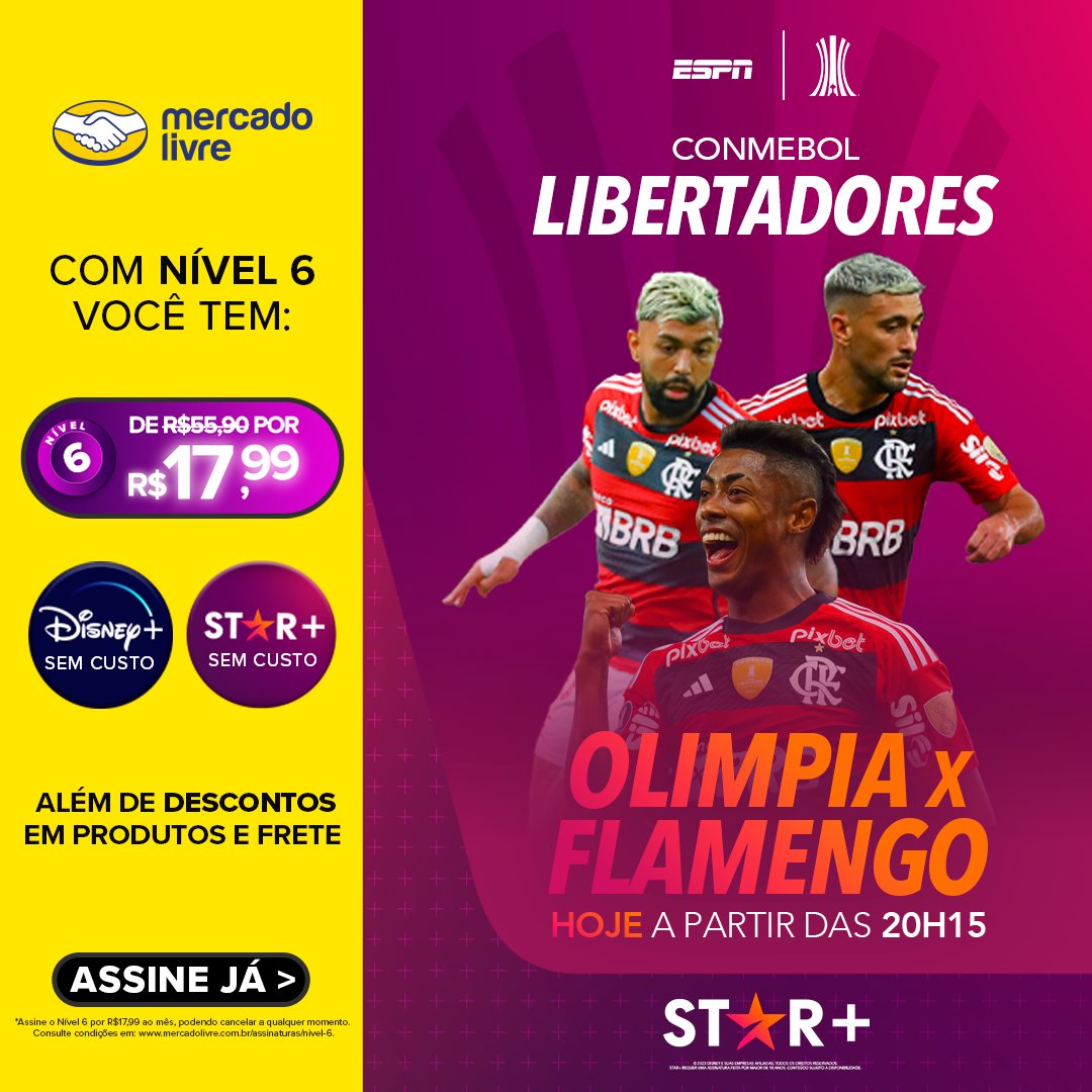Flamengo's tweet photo. É noite de decisão!
No @StarplusBR o pré-jogo é de alto nível e começa às 20h15. Vamos dar as mãos e torcer juntos, Nação!

#VeLoBrilhar
#VemQueTemMataMata #VemQueTemLiberta
#Libertadores #VamosFlamengo #Flamengo #publi #StarPlusFla https://t.co/b70HQ4zh5a