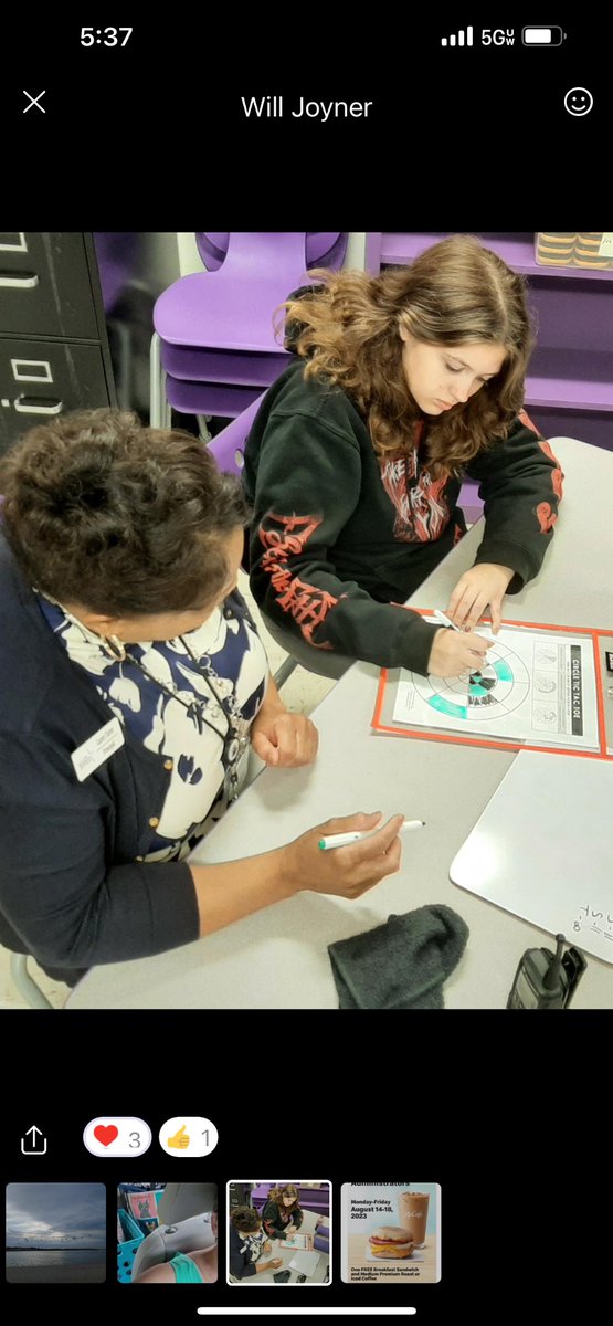 Never too old to learn something new at RECHS; Circle Tic Tac Toe in math and I also won a game!