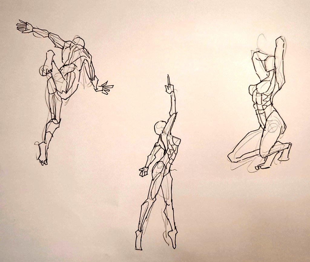 #1日1模写 Ⅲ 227/365 今日は人体と廊下でした✨ 筋肉人体でも、女性のポーズは グッときますね🥰🥳🎉💕 #無煙マッチ #ポーズマニアックス