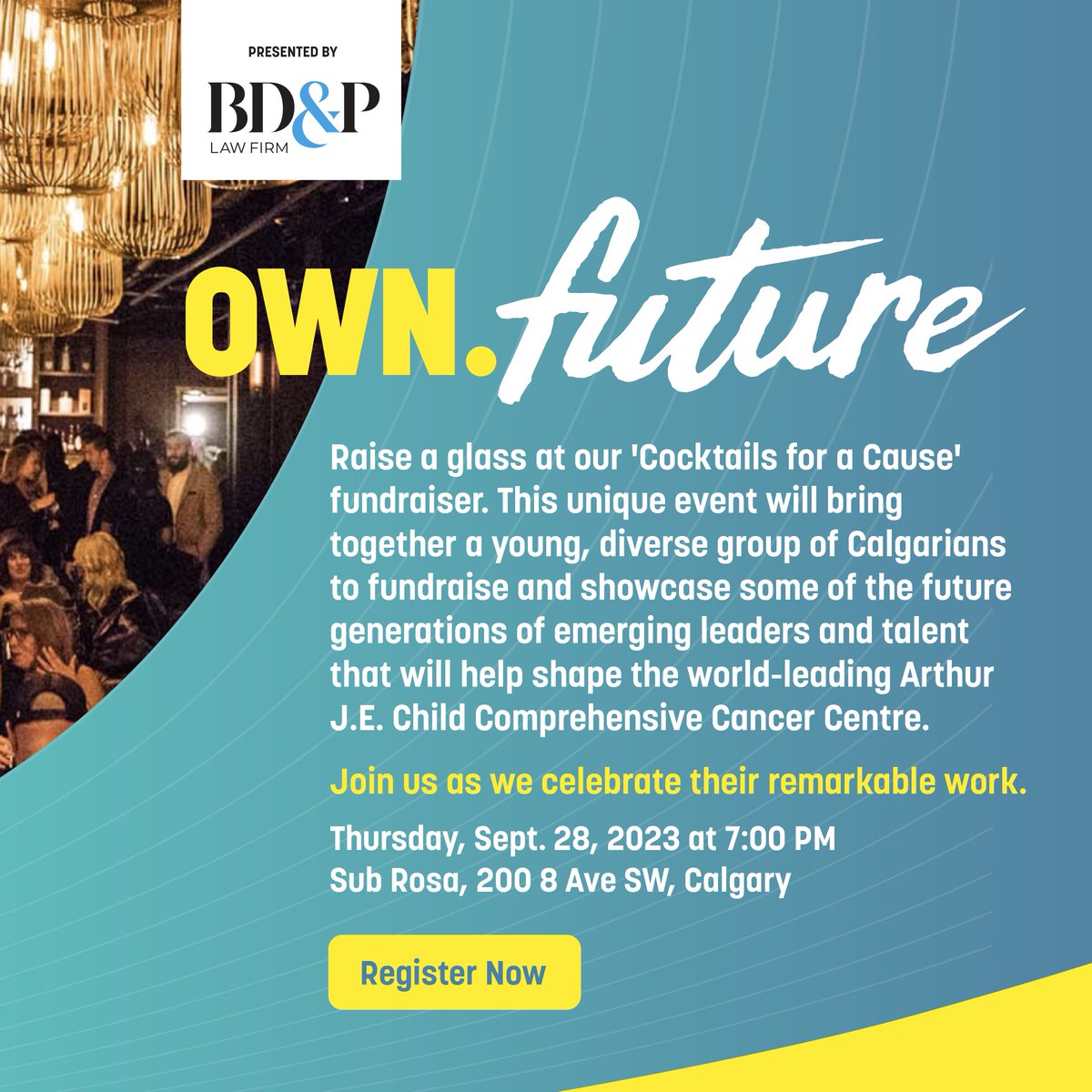 Introducing, OWN.Future - a fundraising event you would not want to miss! Join us for a 'cocktails for a cause' that will showcase the emerging leaders  that will help shape the Arthur J.E. Child Comprehensive Cancer Centre. Grab your tickets: owncancer.ca/own-future/ #calgary