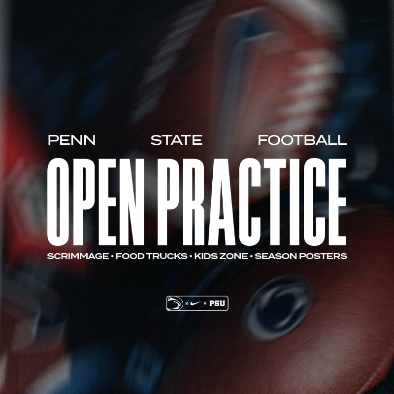 PennStateFball's tweet photo. This Saturday in Happy Valley! 🏈

Gates Open • 6:30 PM
Practice • 7 PM

👀 Scrimmage
🌭 Food Trucks
🥏 Kids Zone
🗞️ Season Posters

↓ More Details ↓