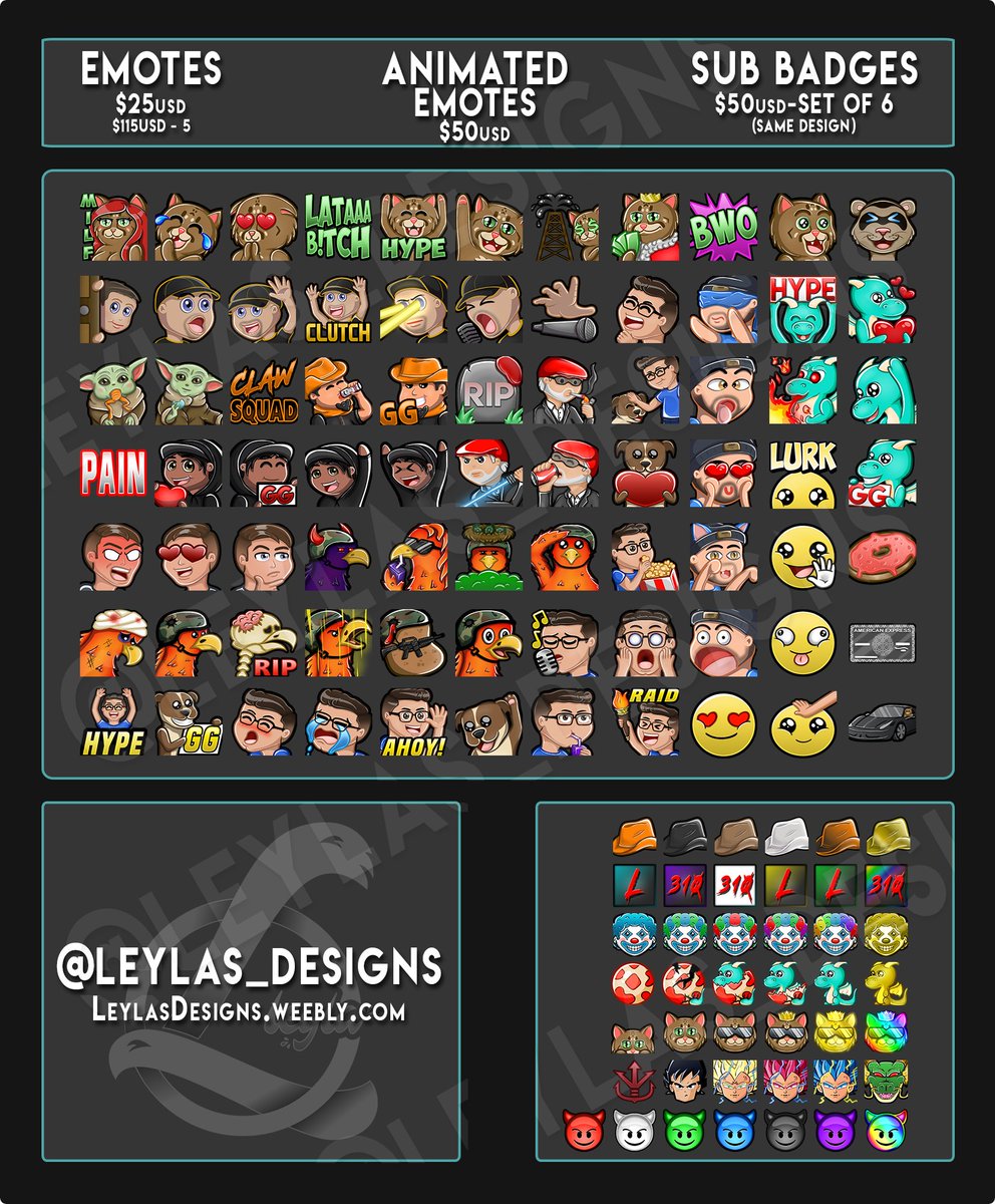Leylas_Designs's tweet photo. 👀Need Emotes or Sub/Cheer Badges? 👀
I'm your artist!
Can also animate them!
DM me to start your order today! https://t.co/8wsjunOaYj