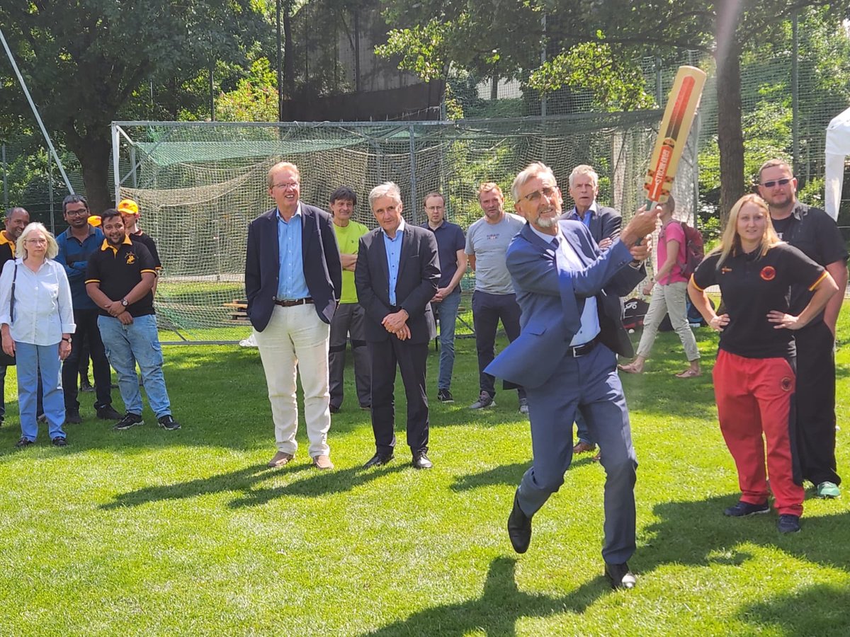 CricketRcd's tweet photo. International Women’s TriTournament Dresden 2023 opening ceremony by Mr. Richter(Member of Legislative Assembly, Saxony), Mr. Schuster(State Minister for Interior and Sports) and our dear senior RCD Club members 🏏🙌🏆
@MCCOfficial  @austriacricket   @dcbcricket #CricketTwitter https://t.co/EGl517QlMd