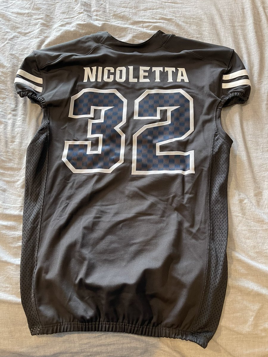JoaFootball's tweet photo. As was revealed to the JOA Community and Coach Nicoletta in June, here’s the #32 jersey which will be raised up into a place of honor in the JOA Gymnasium as a show of respect to The Godfather of Catholic football in Simcoe County. https://t.co/4iqNOjxzIq