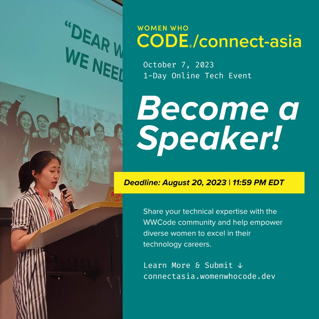 WomenWhoCode's tweet image. 🔥 Submit your idea for a talk and empower #WomenInTech at #WWCode CONNECT Asia on October 7, 2023.
Submit your proposal - app.womenwhocode.com/connect-cfp
#WomenInTech
#WWCodeCONNECTAsia
#DevConference