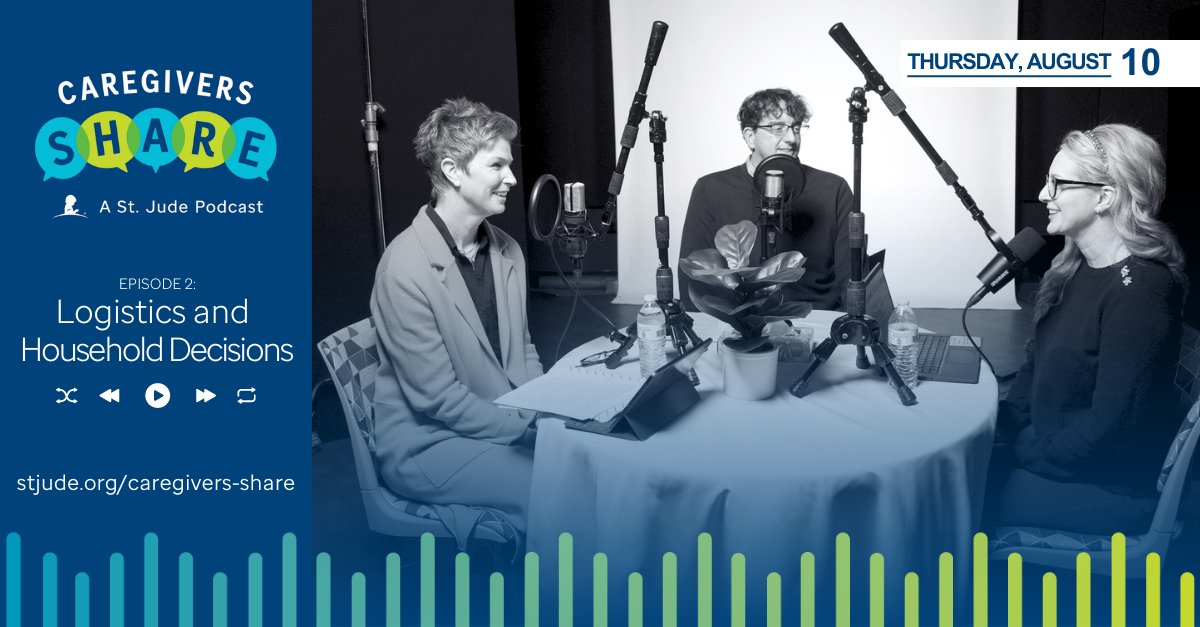 StJudeResearch's tweet photo. We recently launched Caregivers SHARE, a St. Jude podcast for caregivers caring for a child diagnosed with a serious illness. In episode two, speakers Paula and Jason discuss handling daily logistics and relying on loved ones. Listen and subscribe here: https://t.co/pHHHVWsVHS https://t.co/0ejTqHP7dL