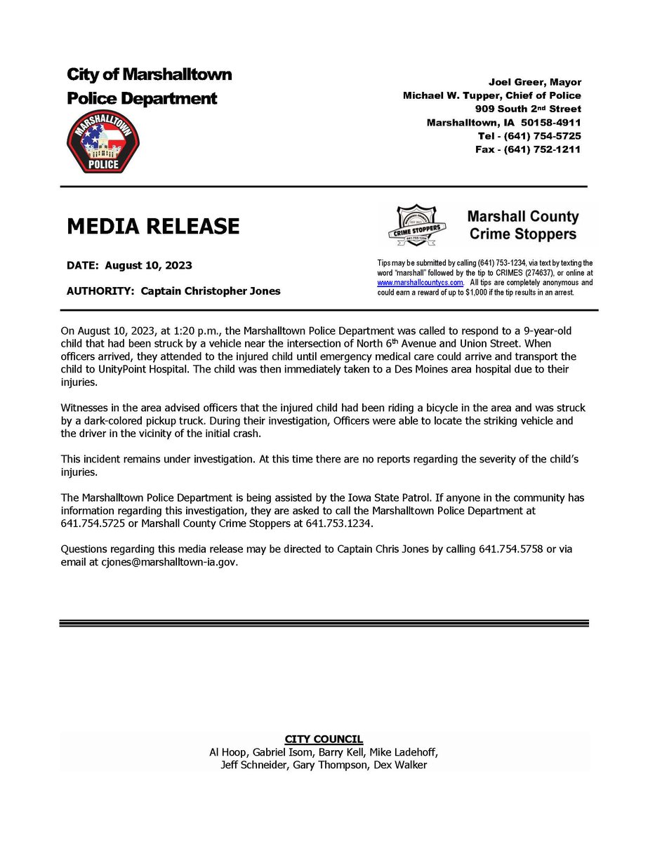 MARSHALLTOWN IOWA POLICE DEPARTMENT tweet media