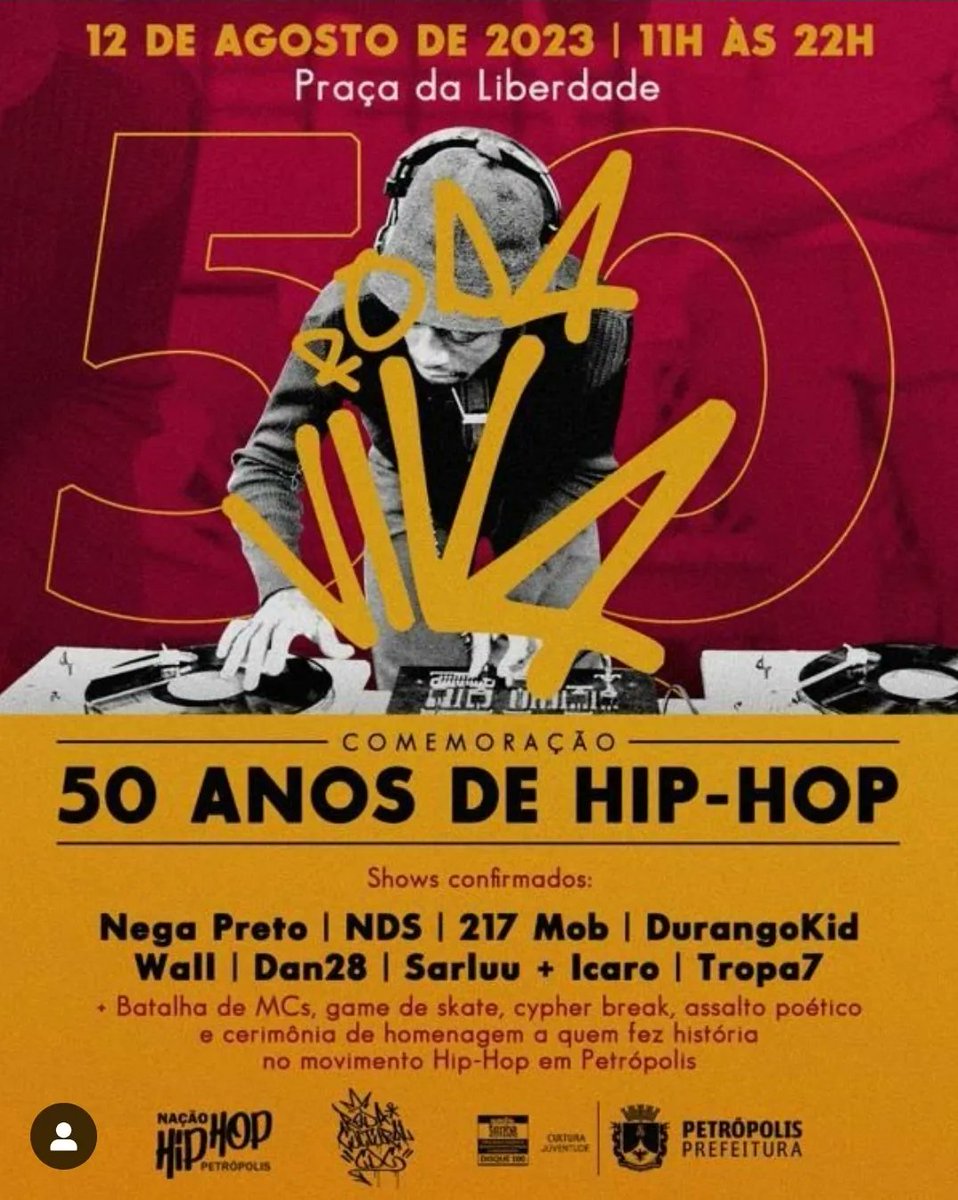 217 Mob foi convidada para fazer um lindo show neste sábado na Praça da Liberdade às 21h pra comemorar os 50 anos da cultura Hip-hop 

Além do show teremos batalhas de rima, Dança (baile charme e breaking) e outros shows

Esperamos vocês❤