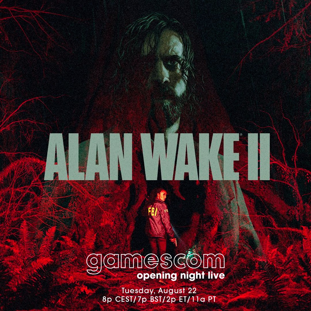 geoffkeighley's tweet photo. Alan Wake is in the dark place…don’t miss the brand new reveal from @alanwake 2 live during @gamescom Opening Night Live on Tuesday, August 22.

Streaming live everywhere at 8p CEST/7p BST/2p ET/11a PT at https://t.co/AFycLZGHNd https://t.co/o98AcKKfsd