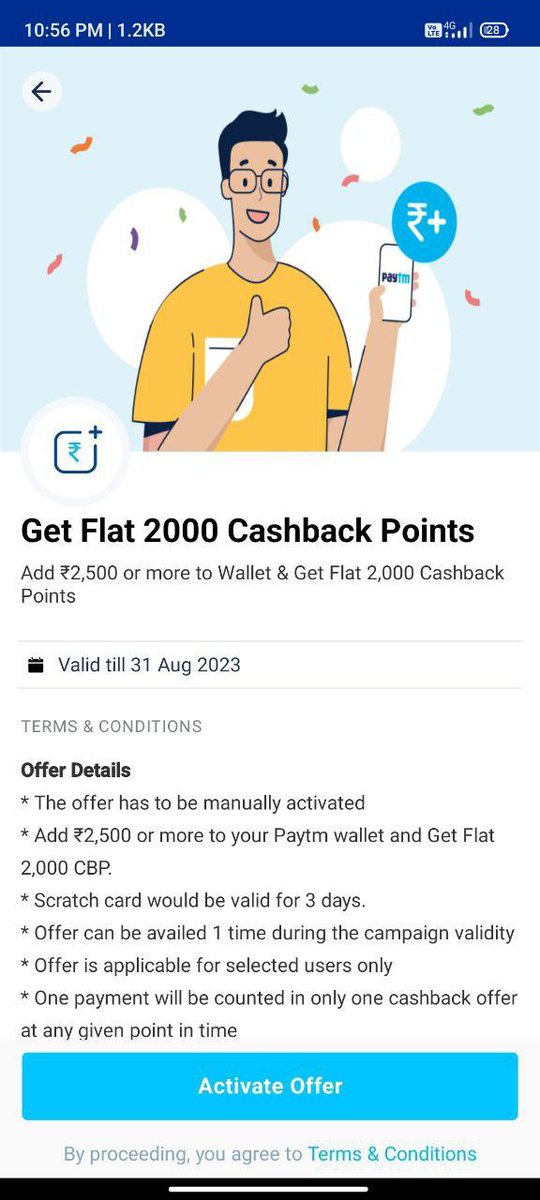 makemoney_404's tweet photo. Paytm New Add Money Offer
Just Launched !! 🔥🔥🔥
Activate Offer &amp; Add ₹2500 In Your Paytm Wallet Get 2000 Cb Points
User Specific Offer #Check
Telegram:- https://t.co/f2Mttrjwe3

#Paytm #paytmoffer #Cashback #MONEY https://t.co/m0w1BJFUEM