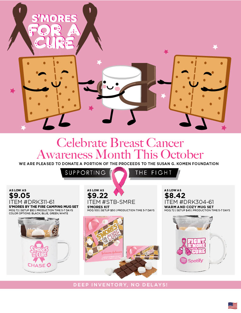 S'Mores for a Cure

If you are planning any #breastcancerawareness events in October these kits might be the perfect merch to help promote your event!

#October #Pink #Merch #YourLogoHere #mammogram #prevention #employees #healthcare