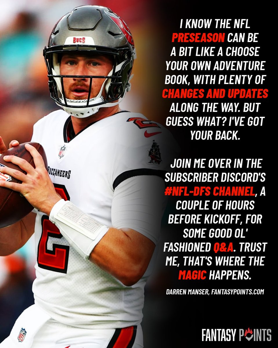 FantasyPts's tweet photo. This one's on the house! ๐ฐ
Premium subs can join Darren Manser (@BooBoojojo) in the Discord tomorrow!
๐ READ MORE: https://t.co/l4S8vBeF04 https://t.co/fatsAQbbgT