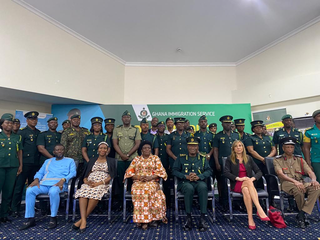EuropeInGhana's tweet photo. 🚀 Exciting announcement! 🇬🇭

 @Immigrationgh1, in collaboration with the EU🇪🇺-funded #SBSproject, launches  #CodeofConduct. 

This initiative ensures enhanced #professionalism, #integrity, and #ethicalbehaviour of the #GIS and efficient #bordermanagement. https://t.co/XnLS3Wh8NL