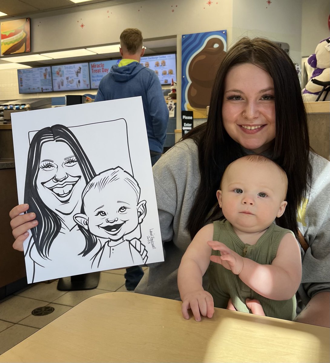 Drawing caricatures today till 3 pm for #MiracleTreatDay at the ⁦@DairyQueen⁩ in Sherwood Park on Baseline Road (20 Cranford Way) Come by won’t you! #Yeg #SherwoodPark #treats #ChildrensStolleryHospital #support