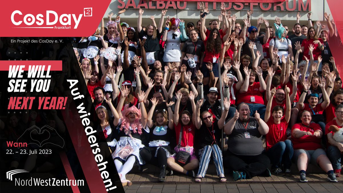 Drei Wochen ist der CosDay² 2023 schon her, doch wir wollen euch ein ❤️- liches Dankeschön schicken. Nur mit euch und der tatkräftigen Unterstützung unserer Helfer war der 10. CosDay² ein voller Erfolg!

#cosday #cosday #seeyousoon #convention #anime #japanculture #nwz