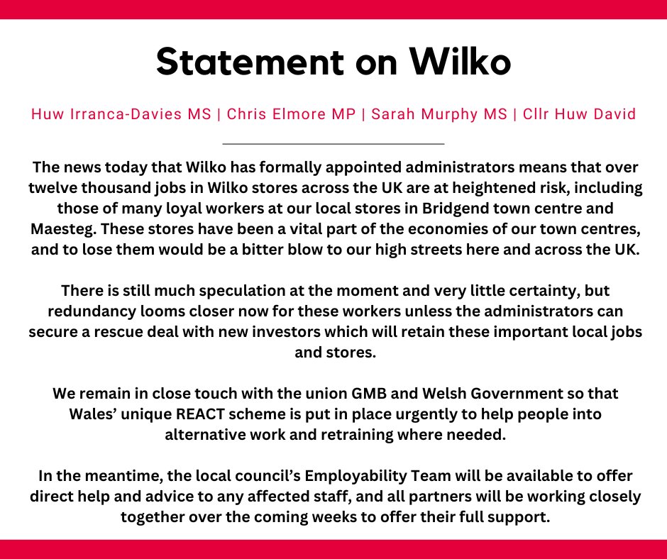 Statement on Wilko