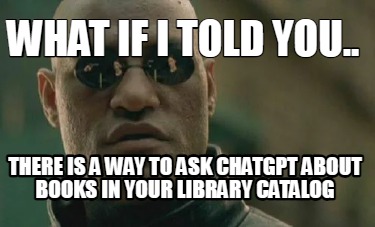chilifresh's tweet image. Yep, connecting ChatGPT to library&apos;s catalog using our latest features is completely feasible. Reach out to us for further details! 📚🤖 #AI #LibraryCatalog #ChatGPT